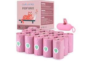 Nineaccy Biodegradable Pink Dog Poo Bags Lavender scent with Dispenser - 300 Large Poop Bags, Extra Thicken Strong Corn Starch Blended Compostable Leak Proof Poop Waste Bag for Dogs
