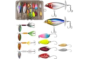 FEMICGAL Forellenköder 12-teiliges Barsch Köder,Blinker Angeln Spoons Forelle Harter Metall Spoon Set, Spinner Angeln mit Spoon Box