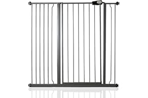 Safetots Cancello di Sicurezza Extra Alto in Metallo con Chiusura a Pressione, 113.8cm - 121.4cm, Grigio Ardesia, Altezza 104cm, Cancello per Scale Extra Alto, Cancello per Bambini Alto