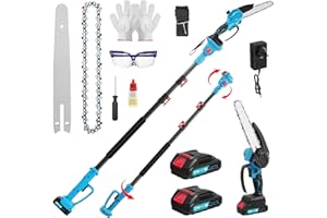 WZTO 2-in-1 Cordless Pole Saw & Mini Chainsaw, 6 Inch Mini Chainsaw Cordless with Extension Pole, Brushless Electric Pole Saw Long Reach Battery Powered Pole Saw for Tree Trimming Pruning and Wood Cutting
