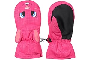 TONIFAY Winterhandschuhe Fäustlinge Kinder Handschuhe Skihandschuhe Schneehandschuhe für 1-9 Jahre Mädchen Jungen Winterhandschuhe PU Palme Wasserdicht Winddichte Warm Fleece Skifahren Snowboard Laufen