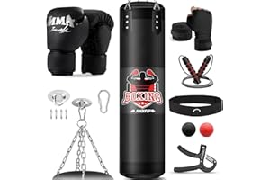 ‎JUOIFIP Boxsack-Set für Erwachsene, 120cm/4ft Oxford-Boxsack-Set mit 12oz Boxhandschuhen, geeignet für MMA-Karate-Kickboxen-Boxen-Muay-Thai-Training zu Hause oder im Fitnessstudio – unbefüllter Schwerer Sack