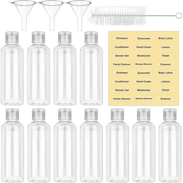 Bottiglie Viaggio 50/80/100ml - Set 15 Pezzi Con Imbuti