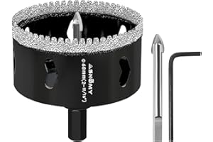 ASNOMY Sierra perforadora de diamante de 68 mm con broca de centrado, broca dentada de diamante para vidrio, azulejos, porcelana, piedra de granito