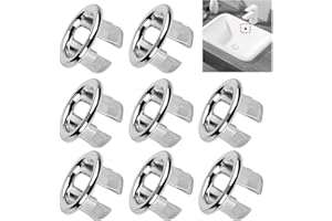 Neoreser 8 Piezas Anillos de Desbordamiento de Fregadero, Tapa de Tapón de Desbordamiento de Lavabo, Anillo Hueco Orificio Tapa Redonda, para Desagüe de Lavabo para Baño o Cocina (Plata)