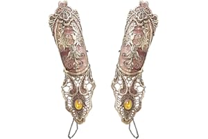 Jurxy Gothic Handstulpe mit Brosche Victorian Steampunk Handgelenk Cuff Gear Armband für Hochzeit Braut Halloween Fasching Accessoires - 1 Paar