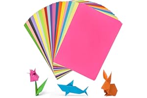 Minfuerang 200 Fogli Carta Origami A4, 20 Colori Vivaci Carta Origami Colorata 70g/m² Fogli Colorati A4 per Progetti Artistici e Artigianali Fai da Te (Multicolore)
