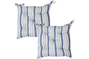 Viste tu hogar Pack 2 Cojines para Silla 45 x 45 cm, Relleno de Poliester con Diseño de Rayas, Cómodas y Blandas, Ideal para la Decoración de Cocina, Salón o Terraza, Fabricado en España, Azul Rayas