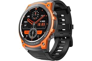 TELSA UK DM55 PULSE AMOLED TOUCHSCREEN IP68 WATERPROOF - SMART WATCH FOR MEN, 1.43" SMARTWATCH, FITNESS WATCH WITH HEART RATE SLEEP MONITOR, STEP COUNTER, SPORTS WATCH/ANDROID IOS (Orange)