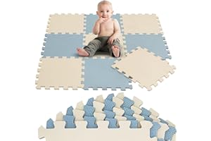LittleTom 9 Piezas Alfombra Bebé Desde el Primer Mes - 30x30 cm Colchoneta de Espuma EVA Acolchada - Superficie Puzzle Antideslizante para Niños Pequeños - Suelo Protector para la Habitación Infantil
