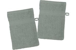 Stof - Set di 2 guanti da bagno - Dimensioni 15 x 21 cm - 100% cotone biologico - Colore lichene - Modello Laguna - Biancheria da bagno - Morbido e di buona qualità - Certificato Oeko Tex