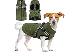 Woiil Dog Winter Jacket Medium Large Waterproof Dog Winter Clothes for Dogs, Pet Clothes with Top Grade Smooth Zipper and D Ring for Large Dogs, Dog Coats Waterproof for Border Collie(L, Green)