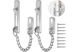 AHLMA 2 Pezzi Chiusura di Sicurezza in Acciaio Inox Blocca porta Antifurto porte Interne Catena si Adatta Alla Maggior parte Delle Finestre porte Legno e Metallo in una Varietà di Luoghi