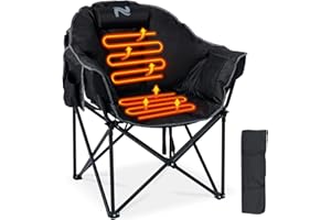 Ryuhic Oversized Heated Camping Chair - 500LBS Heavy Duty Camp Chair - Portable Folding Heated Chairs Outdoor Sports With 3 Heat Levels for Lawn Patio Lounge - Battery NOT Included