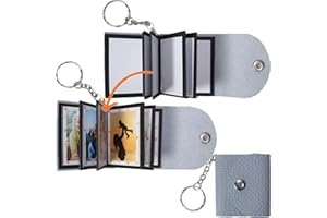 UNIQICON Mini Photo Keychain, DIY Small Custom Leather Memory Photo, Picture Keychains Personalized Album, Mini Cute Key Ring Keychain with Picture Book for Family, Boyfriend, Couples, Dog, Friends_MPKB