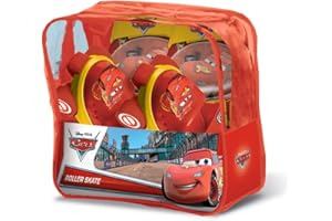 Mondo Toys - pattini a rotelle regolabili Cars disney per bambini - Taglia dal 22 al 29 - set completo di borsa trasparente, gomitiere e ginocchiere - 28105