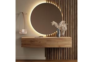 Planetmöbel Mueble perchero colgante para recibidor, 1 x 160 cm, roble dorado, compacto con puerta abatible, para colgar o colocar de pie, 37,8 x 160 x 32,5 cm (profundidad x ancho x alto)