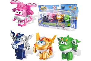 Super Wings Transform-a-Bots 4Pack with S5 paul Dizzy & Golden Boy & Mira