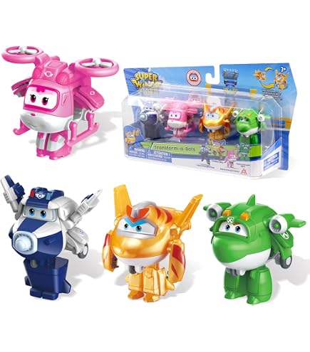 Super Wings Jett Supercharge Y Super Mini Jett – Figura Transformable De 12 Cm Con Luces