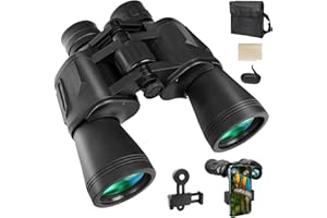 CKABELLY 20x50 High Power Binoculars for Adults,HD Waterproof Binoculars with BAK4 Prism & FMC Lens & Large Eyepiece, Portable Telescope for Bird Watching Football Hunting Hiking with Phone Mount Carrying Bag