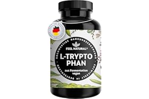 ‎FEEL NATURAL L-Tryptophan - 500 mg per daily dose - high dose with 180 capsules for 6 months - from fermentation - vegan, developed in Germany & laboratory tested
