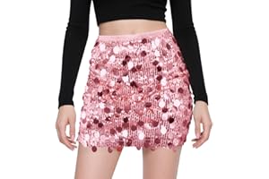 AOOSU Gold Sparkle Skirt, Stretchy Bodycon Sequin Mini Skirt for Women, Wrapped Glitter Dress for Women Concert Outfit Summer Dance Street Club Party Night Out Party