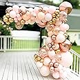 Rose Gold Balloon Arch Kit for Girls, 96Pcs Rose Gold Balloons Garland Kit with Pink Rosegold Balloons for Pink Birthday Party Decoration, Baby Shower, Wedding, Bridal Shower, Hen Party, Anniversary