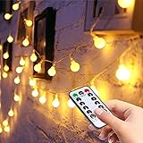 LED Fairy String Lights - Liwiner【 Remote& Timer】 16FT 50Leds 8 Modes Battery Operated Photo Clips Light ㄧGlobe Lights for In