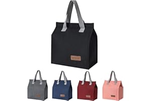 HEXINYIGJLY Bolsa de Almuerzo Aislada, Bolsa Térmica Porta Alimentos, Bolsa de Comida para Trabajo, Bolsa de Picnic de Enfriamiento Aislante, para Escuela Trabajo de Oficina, Senderismo, Picnics, PlayaNegro