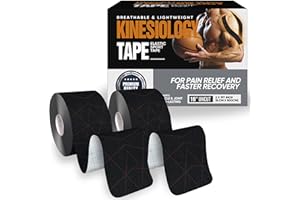 DASHR Tape Sportivo, 2 Rotoli Tape Kinesiologico, Adatto per lo Sport, Taping Neuromuscolare per Ridurre gli Infortuni，5cm x 5cm