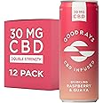 Goodrays - 30mg CBD Drink - 12 x 250ml Cans - Raspberry & Guava - Natural Flavours, Low Calorie, Vegan - High Strength (30mg/can), All Natural - Reduce Stress & Unwind