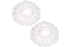 EASE8 Premium Mop Head Replacement Refill 360° Rotating Super Absorbent Microfibre White Spin Mops Heads (Pack of 2)-MO-002