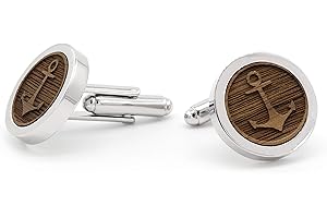 NaturSchatulle Manschettenknöpfe Herren Holz mit 3D Gravur 1 Paar Schwarze Silber Manschettenknopf Rund Hochzeit Anzug Männer Cufflinks for Men