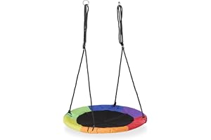 Relaxdays nestsväng, Ø 100 cm, barn och vuxna, höjdjusterbar, färgglad