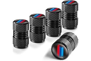 Garegce 5Pcs Alloy Tyre Valve Caps, Car Tyre Caps Universal Aluminium Metal, Leak-Proof Dust Caps for Car Tyres, Tyre Caps for Cars, Motorcycles - Style 1
