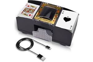 AOPER Automatic Card Shuffler - Electronic Casino Poker Card Shuffling Machine - Battery Operated Plastic Cards Mixer - 2/4/6 Decks Playing Cards for Home & Party - 2M USB Line