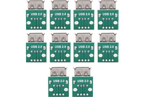TBEST Prise USB C À Souder, Breakout Board, Femelle Type A, 10 Pièces 2.0, Panneau De Rupture 2.54Mm, Connecteur D'Adaptateur De Tangage Dip