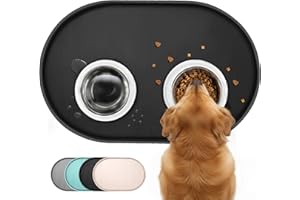 Conlun Alfombra Comedero Perro, Alfombra Comedero Gato con Bordes Elevados de 1.2 cm para Contener Derrames, Alfombrillas de Silicona para Comida de Mascotas Libres de BPA (Negro,81x51 cm)