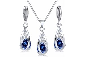 Hanaoops Set di gioielli da donna in argento 925 con ciondolo a forma di goccia a goccia Parure di gioielleria con zirconi cubici set regalo per fidanzata moglie per San Valentino
