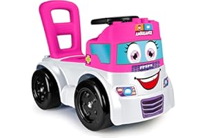 FEBER - Motofeber Blocks Ambulance, Véhicule Porteur avec Jeu 3 en 1 et Thème Médecin, Comprend Un Couloir avec Panneau et 10 Blocs de Figures Géométriques, Famosa (800013223)