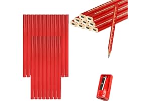 YSBCNK 20Pcs Carpenters Pencil, Builders Pencil, Work Pencil, Flat Builders Woodworking Marking Tool with Pencil Sharpener and Utility Knife, Construction for Drawing Marking