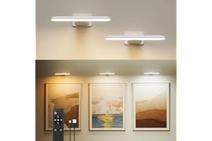 FULEN Luce Per Quadri Senza Filo, Lampada Da Parete Ricaricabile, Luci LED Applique Con 3 Temperature Di Colore, Telecomando, Luce Per Specchio E Dardo, Bianco