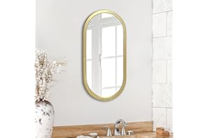 Americanflat 30x61 cm Gold Oval Mirror - Framed Oval Bathroom Mirror, Living Room, Bedroom - Oval Vanity Mirror with Vertical Mount - Modern Rounded Frame