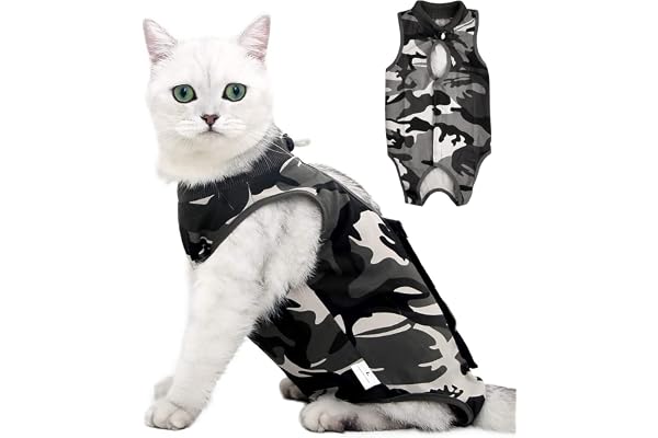 heavenlife Combinaison Professionnelle de Récupération, Camouflage Gilet de Chirurgicale, Chat Vêtements Après la Chirurgie, Alternative au Collier Cône E pour Plaies Abdominales Maladies de Peau (L)