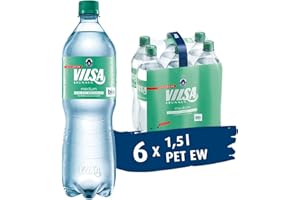 ‎VILSA VILSA Mineralwasser medium, 6er Pack Mineralwasser mit Kohlensäure, natriumarm, in Einwegflaschen (6 x 1,5 l PET)