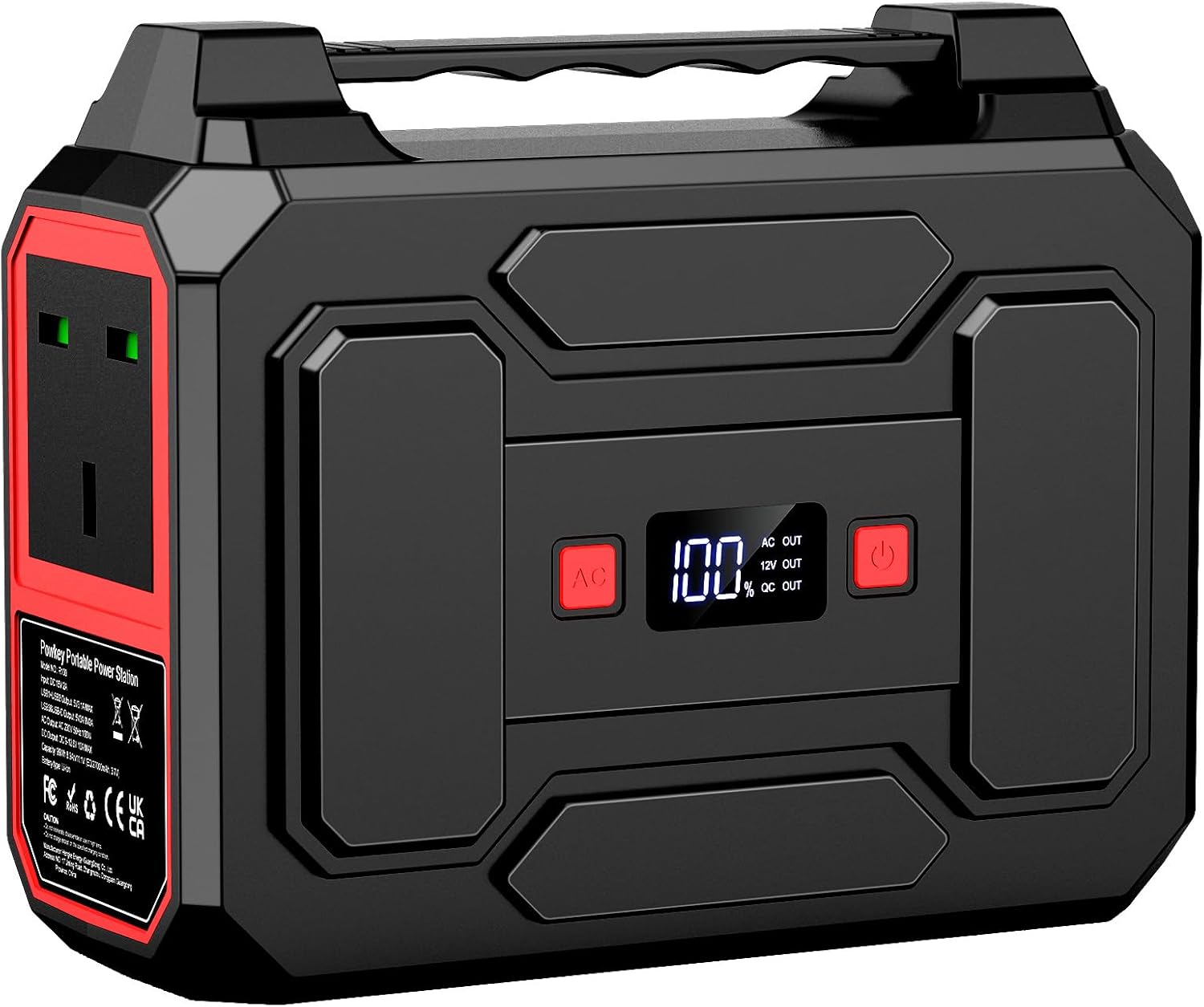 Powkey 99Wh/ 27000mAh Portable Power Station,100W Camping Power Pack,Solar Generator with AC/DC/USB/Type- C Outlet for Outdoors Camping Travel Fishing Emergency Power Supply Red