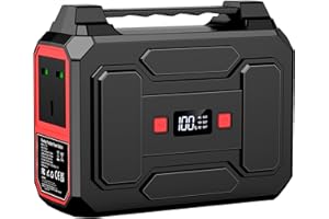 Powkey 99Wh/ 27000mAh Portable Power Station,100W Camping Power Pack,Solar Generator with AC/DC/USB/Type- C Outlet for Outdoors Camping Travel Fishing Emergency Power Supply Red