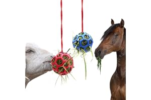 2 Pack Horse Treat Ball Hay Feeder Toy, Horse Ball Feeder, Relieve Stress with This Bright Color Hay Feeder Ball for Horses Goat to Avoid Boredom