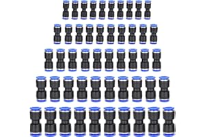 HAXIHA 50 Piezas Conexiones Neumáticas Rectas 4/6/8/10/12mm Neumática guarniciones de Conector Enchufe Rapido aire Comprimido para la Conexión Rápida de Tuberías Azul