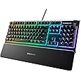 SteelSeries Apex 3 - Teclado RGB para gaming - Iluminación RGB de 10 zonas - Resistencia al agua IP32 - Reposamuñecas magnéti